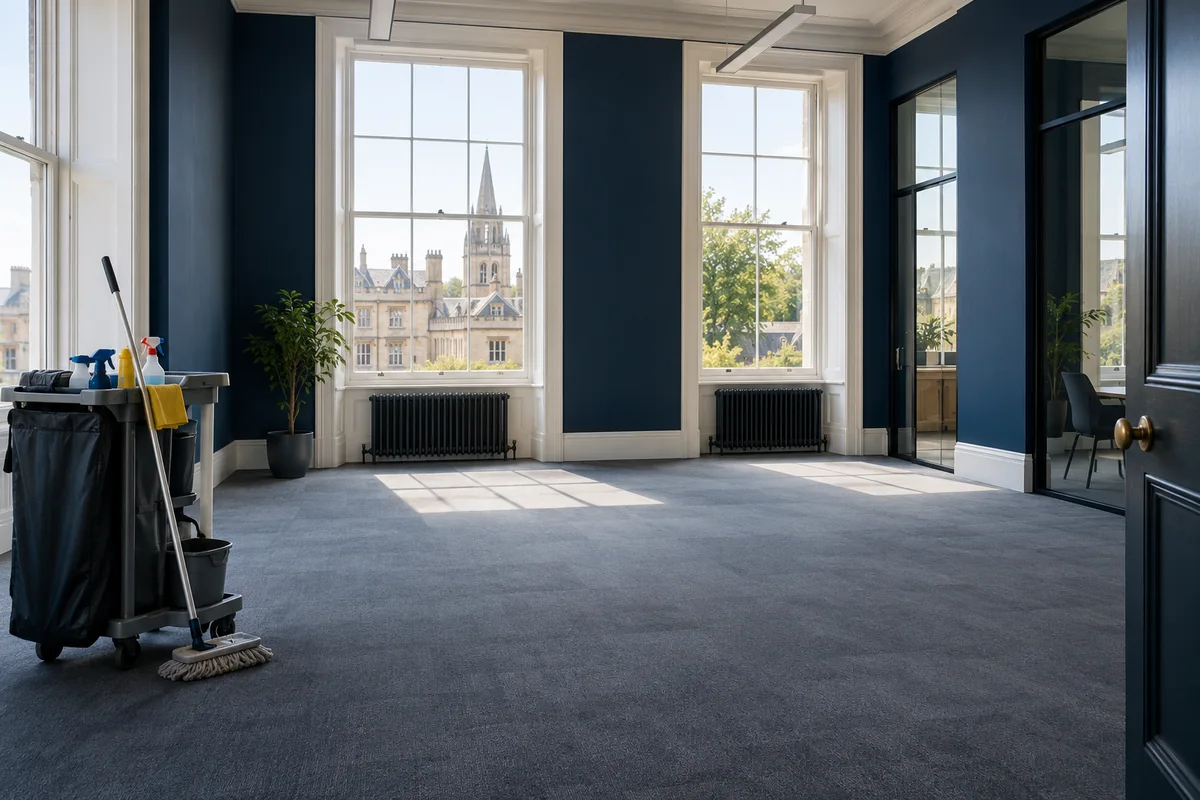 A vacant former office with clear floors