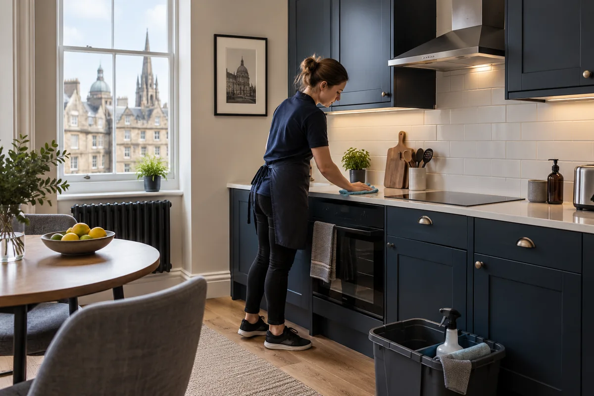 A compact guest apartment kitchen